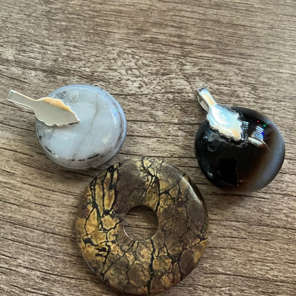 Round Stone Pendant Set - Picture 2 of 5